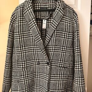Talbots Classic Black and White Houndstooth Blazer
